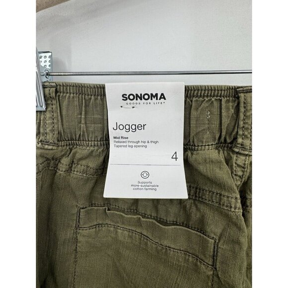 Sonoma Mid Rise Tapered Jogger Pant Women 4 Green Grunge Skater Granolagirl NEW - Picture 4 of 9